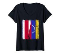 Womens Costa Rica Venezuela Half Flag Costa Rican Venezuelan Jersey V-Neck T-Shirt