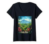 Womens Costa Rica Vibrant Jungle Mountain V-Neck T-Shirt