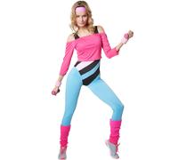 Womens Costume Aerobics Star 80s Style Outfit Carnival Halloween