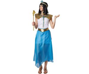 Womens Costume Beguiling Pharaoh Hatshepsut Egyptian White Blue Gold Carnival