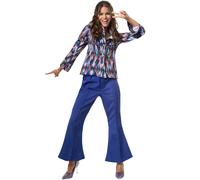 Womens Costume Dancing Queen Disco Diva 70s 80s Flares Fancy Dress Carnival