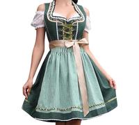 Women's Costume Dress Dirndl Dresses German Beer Costumes Outfit for Carnival Trouser Suit Women's Mother of the Bride (Green, S)