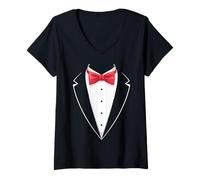 Womens Costume Formal Party Funny Bow Tie Tuxedo for Boy Man Girl V-Neck T-Shirt