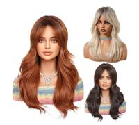 Women's Costume Wigs Natural Long Wavy Wigs | 20 Inch Cosplay Synthetic Hair for Daily Wear Weddings Dates Theme Parties