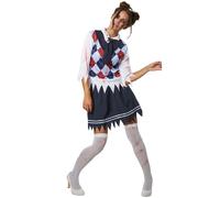 Womens Costume Zombie School Girl Bloody Student Fancy Dress Carnival Halloween