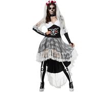 Womens Costume Zombie Skeleton Bride Corpse Fancy Dress Carnival Halloween