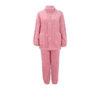 Womens Cosy Pyjama Set Nightwear Loungewear Tops Womens Weave Fuzzy Long Sleeve 2 Loungewear Outfits Sweater Pants Pajama Sets Womens Tall Pajamas (Pink, XL)