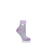 Womens Cosy Sleep Bed Socks Feather Top HEAT HOLDERS in Soft Cream/Grey - 1 Pair