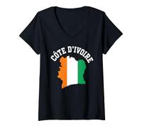 Women's Côte D'Ivoire Ivory Coast Flag Map West Africa African Pride V-Neck T-Shirt