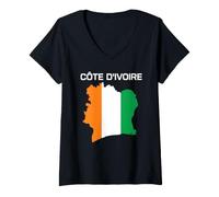 Women's Côte D'Ivoire Ivory Coast Flag Map West Africa African Pride V-Neck T-Shirt