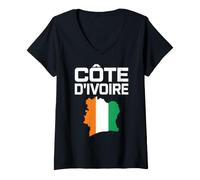 Women's Côte D'Ivoire Ivory Coast Flag Map West Africa African Pride V-Neck T-Shirt
