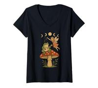 Womens Cottagecore Toad Stool V-Neck T-Shirt