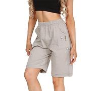 Womens Cotton Cherry Berry Shorts- Ladies Summer Capri Length Shorts- Ladies Elasticated Pull On Summer - Plus Size UK 8-20 (as8, Numeric, Numeric_16, Regular, Regular, Stone)
