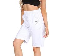 Womens Cotton Cherry Berry Shorts- Ladies Summer Capri Length Shorts- Ladies Elasticated Pull On Summer Plus Size UK 8-20 (as8, Numeric, Numeric_20, Regular, Regular, White)