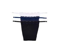 Women's Cotton Clip on Mock Lace Camisole Deep Neck Cover Miracle Cami. Set of 3. Black, White & Navy Blue