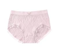 Women's Cotton Comfort Underwear - Seamless Breathable Panties with Lace Trim & Gusset Lining | Plus Size Everyday Briefs for Women with Elastic Waistband Soft Stretchy Pajamas Underpants Pink