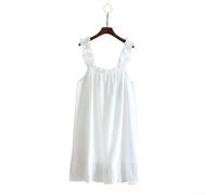 Women's Cotton Gauze Nightgown Loose Halter Sleep Dress Ruffled Hem Summer | Cotton Gauze Nightgown Halter Sleep Dress Loose Summer Pajamas Casual Beach Nightwear Printed Tank