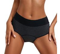 Womens Cotton Knickers Breathable Fabric High Leg Cut Pantie Slight Shaping Support Brief Everyday Comfort Pant Washable Underwear For Postpartum Recovery Black