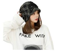 Women's Cotton Lace Hat Pullover Style Summer Sunshade | Three delicate lace flowers, sweet charming aesthetic, structured dome crown, breathable cotton, sun protection(Black)