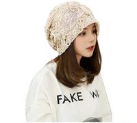 Women's Cotton Lace Hat Pullover Style Summer Sunshade | Three delicate lace flowers, sweet charming aesthetic, structured dome crown, breathable cotton, sun protection(Beige)