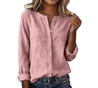 Womens Cotton Linen Button Down Shirts Long Sleeve Work Office Tunic Top | Ladies Blouses Roll-Up Sleeve Casual Loose Trendy Oversized Tops Fashion Button-Up Business Dressy Blouses
