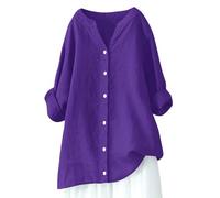Women's Cotton Linen Button Down Shirts Summer Blouse Long Sleeve V Neck Loose Gauze Tunic Casual Beach Clothes 2026 Blue Orange Brown Dark Gray Light Green Navy Pink L XXL 3XL 4XL 5XL M S XL