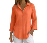 Womens Cotton Linen Muslin Shirts Plus Size Casual Textured Shirts Long Sleeve Button Down Smart Business Office Work Blouses Loose Fit Adjustable Side Tie Knot Asymmetrical Hem Cheesecloth Tops