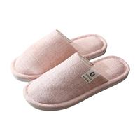 Womens Cotton Linen Slippers Closed Toe, Womens Solid Color Flat Sole Slippers, Comfortable Lightweight Home Shoes Minimalist And Versatile Home Shoes Classic Breathable Sliders For Travel Hotel