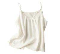 Women's Cotton Linen Spaghetti Strap Camisole Vest Casual Loose Fit Summer Sleeveless Blouses Ladies Art Vintage Crew Neck Outer Solid Wear Thin Suspender Brand Top Women (White, XL)