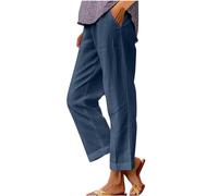 Womens Cotton Linen Straight Wide Leg Trousers Elastic Waist Casual Long Pants for Spring Autumn Versatile Design Breathable Comfort Easy to Pair with Blouses Or Sweaters