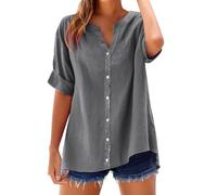 Women's Cotton Linen Tops Black Print Wedding Blouses My Orders Loose Shirt Top Stand Solid Color Sleeve Collar Casual Women's Shirt 2025 New (01-A-Dark Gray, XXL)