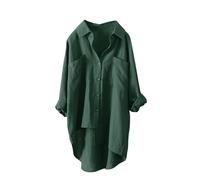 Womens Cotton Linen Tunic Shirts Button Down Long Sleeve Blouse Tops Beach Cover Up Women's Muslin Blouse Lightweight Breathable Shirt Tshirt Casual Fashion Top Loose Leisure Single Color Tops Green