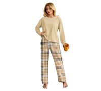 Women's Cotton Long-Sleeve Tops and Full-Length Pajama Set Two-Piece Pjs (UK, Alpha, XXL, Regular, Regular, #3)
