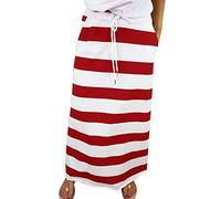 Women's Cotton Midi Skirts for UK Skirts for UK Plus Size Femboy Skirt Striped Skirt with Drawstring Gingham Maxiskirt A-Line Elasticated Waist Summerskirt Beach Vacation Clothes Red