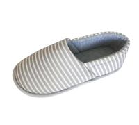 Women's Cotton Non-Slip Slippers Felt 38 Washable Lightweight, gray, 8 UK | Slippers Flat Cork Sole Winter Slippers Elegant Striped Pattern Bed Shoes Flannel Ultralight Plush Slippers House
