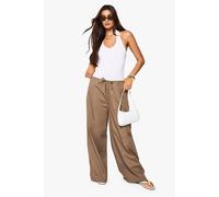 Womens Cotton Poplin Wide Leg Trousers - Green - 8, Green