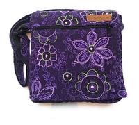 Women's cotton shoulder bag Indian ethnic style, Boho Maliprint bag Cotton satche l with flap. Bohemian hippie (Purple)