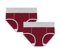 Women's Cotton Underwear High Waist Briefs Soft Underpants Ladies Full Coverage 2 Pack No Show Workout Thong (Wine, XXXL)