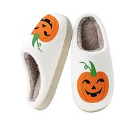 Women's Cotton Washable Slippers Flat Halloween Slippers | Cotton House Slippers Men Barefoot Slippers For Women Skull Design Plush Hut Shoes Pumpkin Lantern Warmies Shoes