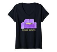 Women's Couch Catato V-Neck T-Shirt