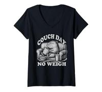 Womens Couch Day No Weigh Capybara Lazy Animal Snack Lover V-Neck T-Shirt