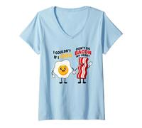 Women's Couldn't If I Fried Egg Don't Go Bacon My Heart Bacon & Egg V-Neck T-Shirt