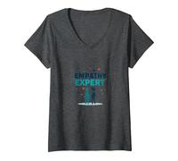 Women's Counselor Empathy Expert: Compassionate Listening Gift V-Neck T-Shirt, Dark Heather Grey, X-Large