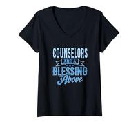 Womens Counselors Are a Blessing From Above School Mental Health V-Neck T-Shirt