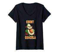 Womens Count Guacula Cute Avocado Vampire Guacamole Pun Halloween V-Neck T-Shirt