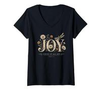 Women's Count it All Joy James 1:2 Christian Floral Dragonfly Faith V-Neck T-Shirt