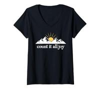 Women's Count it All Joy Quote Bible Verse Christian Scripture Jesus V-Neck T-Shirt