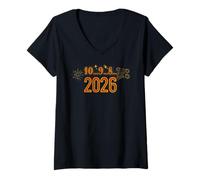 Womens Countdown Shadow - 10... 9... 8... 8... Hello 2026 V-Neck T-Shirt