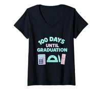 Womens Countdown to Graduation 100 Days Celebration V-Neck T-Shirt