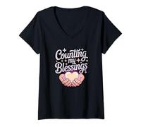Womens Counting My Blessings V-Neck T-Shirt